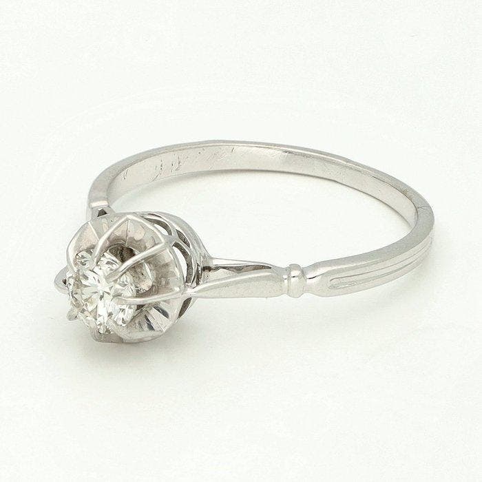 Ring - 14 karaat Witgoud Diamant (Natuurlijk), Handtassen en Accessoires, Ringen