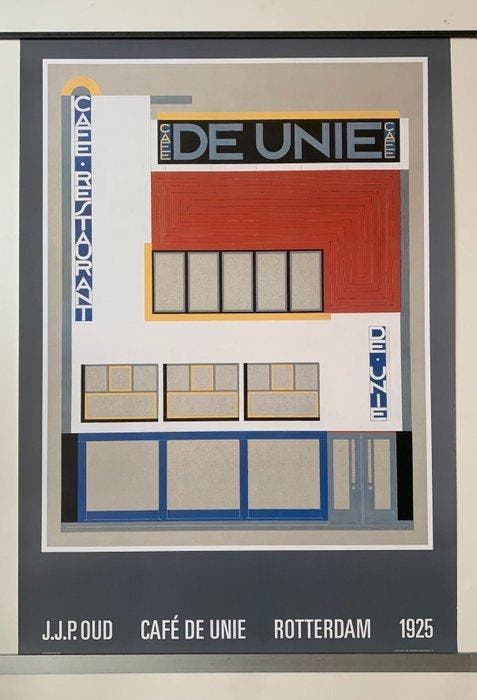 J. J. P. Oud (After) - Cafe De Unie, Rottendam 1925 -, Antiek en Kunst, Antiek | Meubels | Stoelen en Sofa's