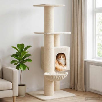 vidaXL Kattentoren met sisal krabpalen Crèmekleurig 137 cm, Verzenden