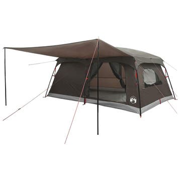 vidaXL Familietent Bruin Grijs 500 x 400 x 230 cm Polyester, Caravanes & Camping, Tentes, Verzenden