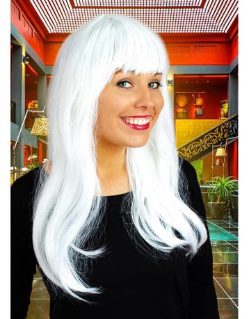 Lange pruik met pony Esmeralda wit, Ophalen of Verzenden, Nieuw