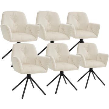 tectake Draaibare fauteuil Lenia, gestoffeerd - Fluweel crèm, Verzenden