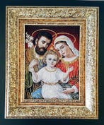 Icoon - Geborduurde icoon van de Heilige Familie – Maagd