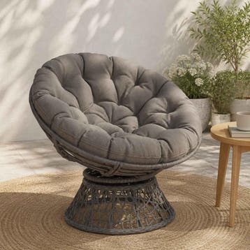 vidaXL Papasan Stoel Kussen VIANEN 100% Polyester Grijs Ø, Maison & Meubles, Verzenden