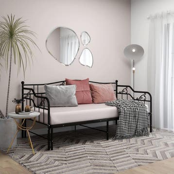 vidaXL Slaapbank uittrekbaar metaal zwart 90x200 cm, Verzenden