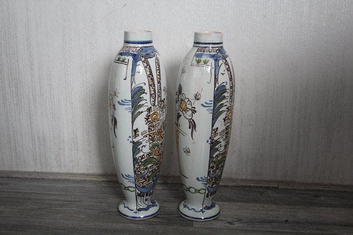 De Porceleyne Fles, Delft - Vase (2) - 1177c - Faïence, Antiquités & Art, Antiquités | Verre & Cristal