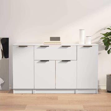vidaXL Dressoirs 3 st bewerkt hout wit, Verzenden