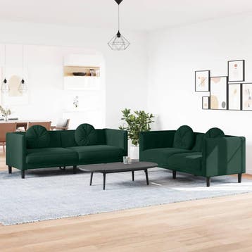 vidaXL 2-delige Loungeset met kussens fluweel donkergroen, Huis en Inrichting, Verzenden, Nieuw