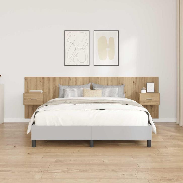 vidaXL Hoofdeinde Met Kast met lade 3 pcs Artisan Eiken, Huis en Inrichting, Slaapkamer | Bedden, Nieuw, Verzenden