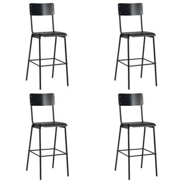 vidaXL Barstoelen 4 st massief multiplex staal zwart, Verzenden, Nieuw
