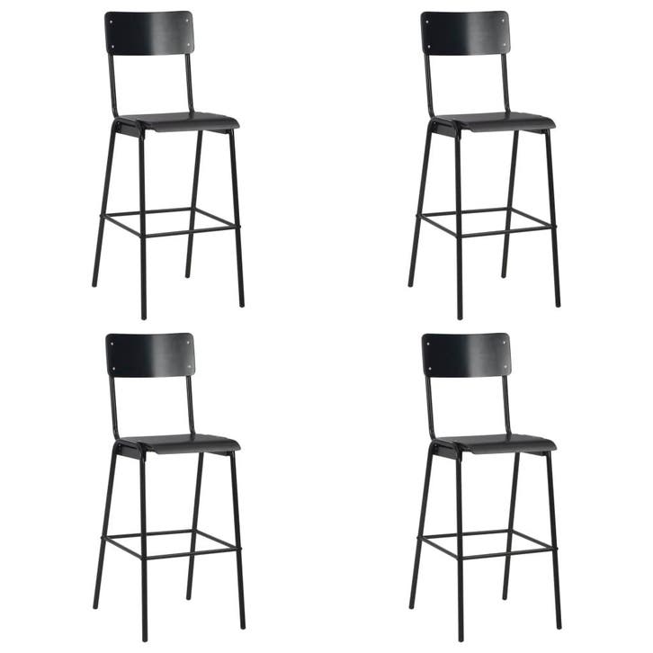 vidaXL Barstoelen 4 st massief multiplex staal zwart, Maison & Meubles, Tabourets de bar, Envoi