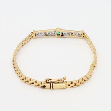 Bracelet - 14 carats Or jaune, Or blanc Émeraude - Diamant