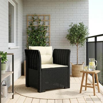 vidaXL Eén-zits Fauteuil met Kussens Rieten Look PP, Verzenden, Nieuw