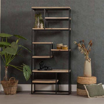 Vakkenkast Mangohout Bowi 80 cm, Verzenden, Nieuw, Overige houtsoorten, Industriële meubels