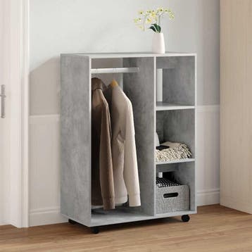 vidaXL Kledingkast 80x40x110 cm bewerkt hout betongrijs, Verzenden, Nieuw