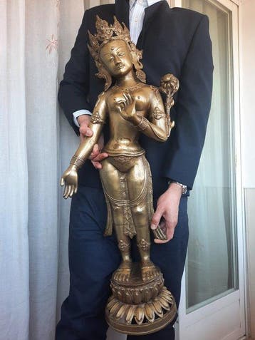 Figuur - Bronze 82cm Tara - Verguld brons - China