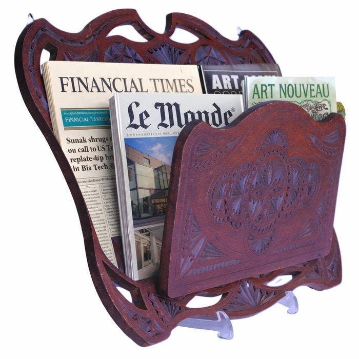 Porte-revues - Chêne, Antiquités & Art, Art | Objets design