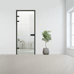 Glazen deur met kozijnsysteem - Zwart beslag-Linksdraaiend-B, Verzenden, Nieuw