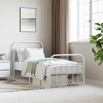 vidaXL Bedframe met hoofd- en voeteneinde metaal wit 90x200, Huis en Inrichting, Slaapkamer | Bedden, Verzenden, Nieuw