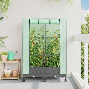 vidaXL Tuinschutting met Kasbedekking en Wielen 2 st, Tuin en Terras, Verzenden, Nieuw