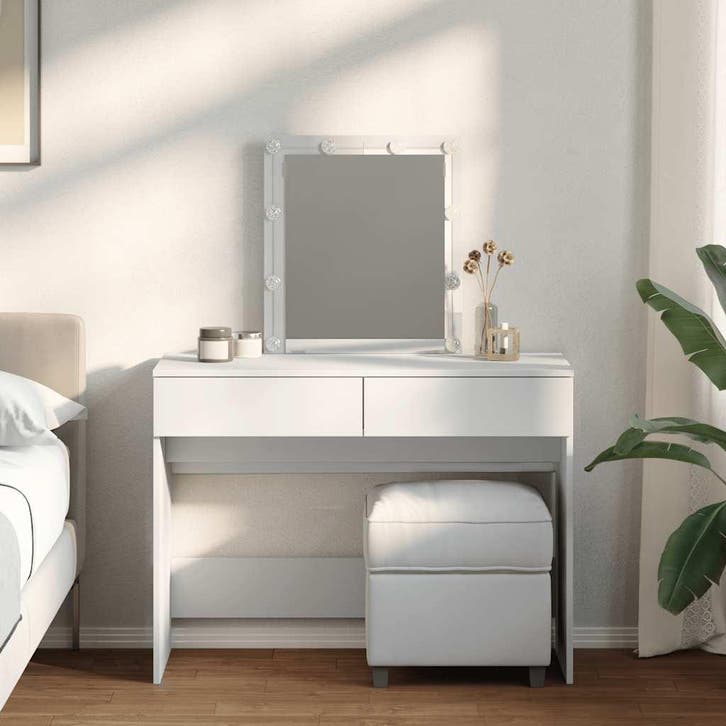 vidaXL Kaptafel met LED 100x40x130 cm wit, Huis en Inrichting, Tafels | Kaptafels, Nieuw, Verzenden