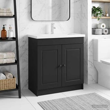 vidaXL Badkamer onder Wastafel Kast Zwart 56 x 37,5 x 81 cm, Verzenden, Nieuw
