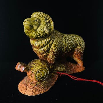 Shigaraki Ware keramische Zodiac Ram-beeldje door Tosen -