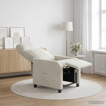 vidaXL Recliner Crèmekleurig fluweel, Verzenden, Nieuw
