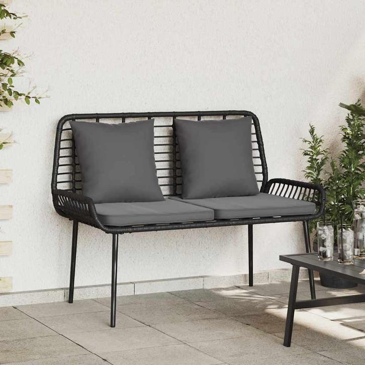 vidaXL Tuinbank Zwart en Anthraciet poly rattan, Tuin en Terras, Tuinsets en Loungesets, Nieuw, Verzenden