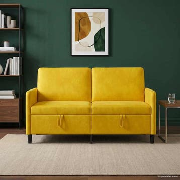 vidaXL Sofa met Opbergruimte Geel 152 x 78 x 87 cm Polyester, Huis en Inrichting, Verzenden, Nieuw
