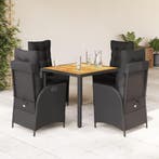 vidaXL 5-delige Tuinset met kussens poly rattan zwart, Verzenden, Nieuw, Tuinset
