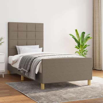 vidaXL Bedframe zonder matras 90x190 cm stof taupe, Verzenden