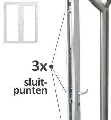 PVC  Dubbele deur Premium Plus b200xh215 cm Antraciet, Gevelraam of Ruit, Nieuw, Dubbelglas, 160 cm of meer