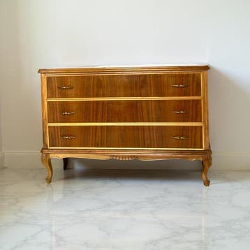 Commode - Laiton, Bois, Noyer