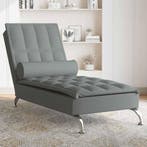 vidaXL Massage chaise longue met bolster stof donkergrijs, Verzenden, Nieuw