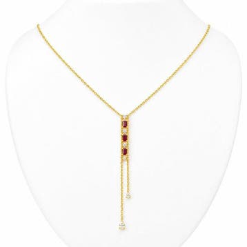 Halsketting - 14 karaat Geel goud - 1.70ct. tw. Robijn -, Nieuw