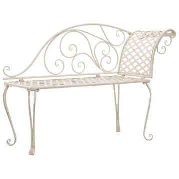 vidaXL Chaise longue 128 cm metaal antiekwit, Verzenden