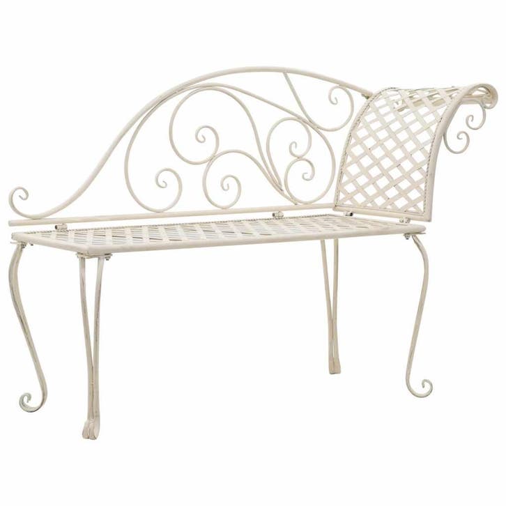vidaXL Chaise longue 128 cm metaal antiekwit, Jardin & Terrasse, Ensembles de jardin, Envoi