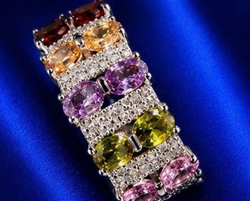 925 sterlingzilver Regenboogpalet Tuttifruti edelsteenring -