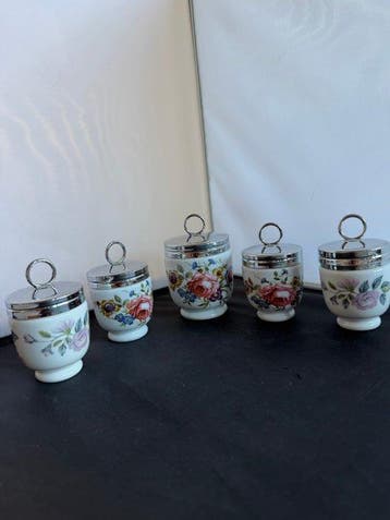 Royal Worcester - Eierhouder set (5) - Porselein, Metaal -