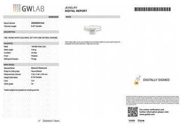 Zonder minimumprijs - Ring - 14 karaat Witgoud - 0.74ct. tw.