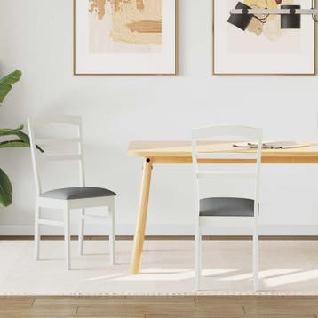 vidaXL Eetkamerstoel 2 st Massief Rubberhout Wit en Grijs, Verzenden, Nieuw