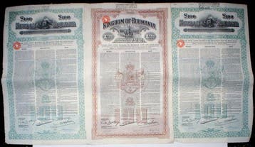 Roemenië. 12 x Roumanian Government Bonds, 3 x ; 2 differend