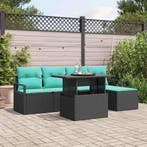 vidaXL Tuinbank Set met kussen 6 pcs Zwart en blauw, Verzenden