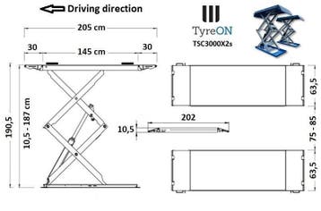 TyreON 3T Dubbele Schaarlift - Hoogte 1.95m - Opbouw Hefbrug, Auto diversen, Nieuw