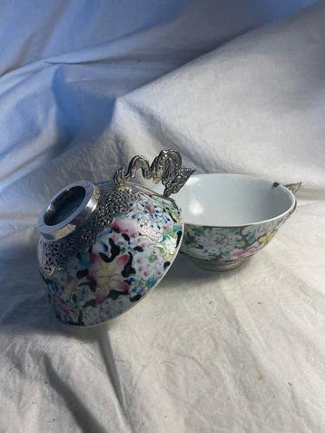 Tasse (2) - Porcelaine, Argent Bas Titre