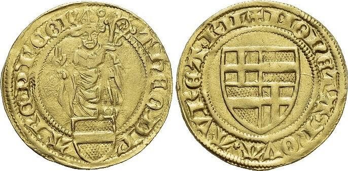 Goud-gulden o Jahr 1432 Koeln-erzbistum Dietrich Ii von M..., Postzegels en Munten, Munten | Europa | Niet-Euromunten, België