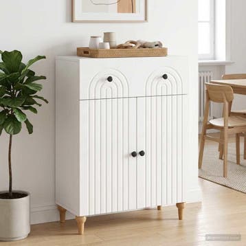 vidaXL Dressoir Hoogglans Wit 66 x 34,5 x 90 cm Bewerkt hout, Huis en Inrichting, Verzenden, Nieuw
