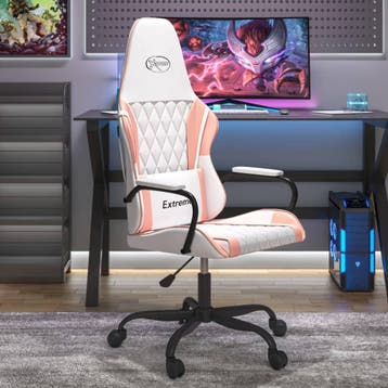 vidaXL Massage gamestoel kunstleer wit en roze, Verzenden