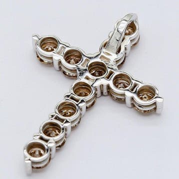 Pendentif en forme de croix - 14 carats Or blanc - 1.75ct.